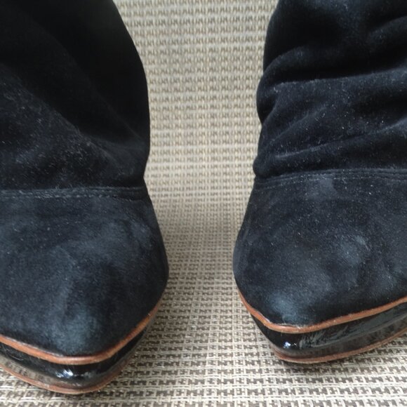 L.A.M.B. Gwen Stefani Women's 8 Boots, Slouchy Suede Ruched Ankle Platform Heels - Picture 12 of 12